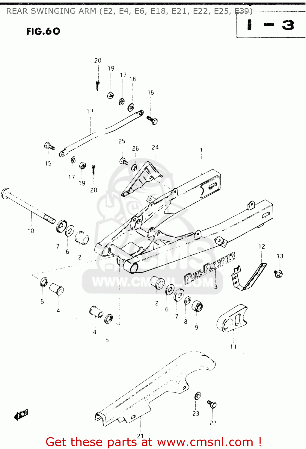 REAR SWINGING ARM (E2, E4, E6, E18, E21, E22, E25, E39) DR250S 1982 (Z)
