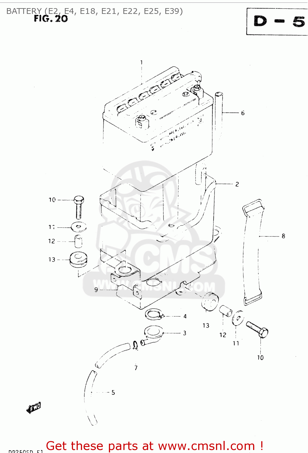 BATTERY (E2, E4, E18, E21, E22, E25, E39) DR250S 1983 (D)