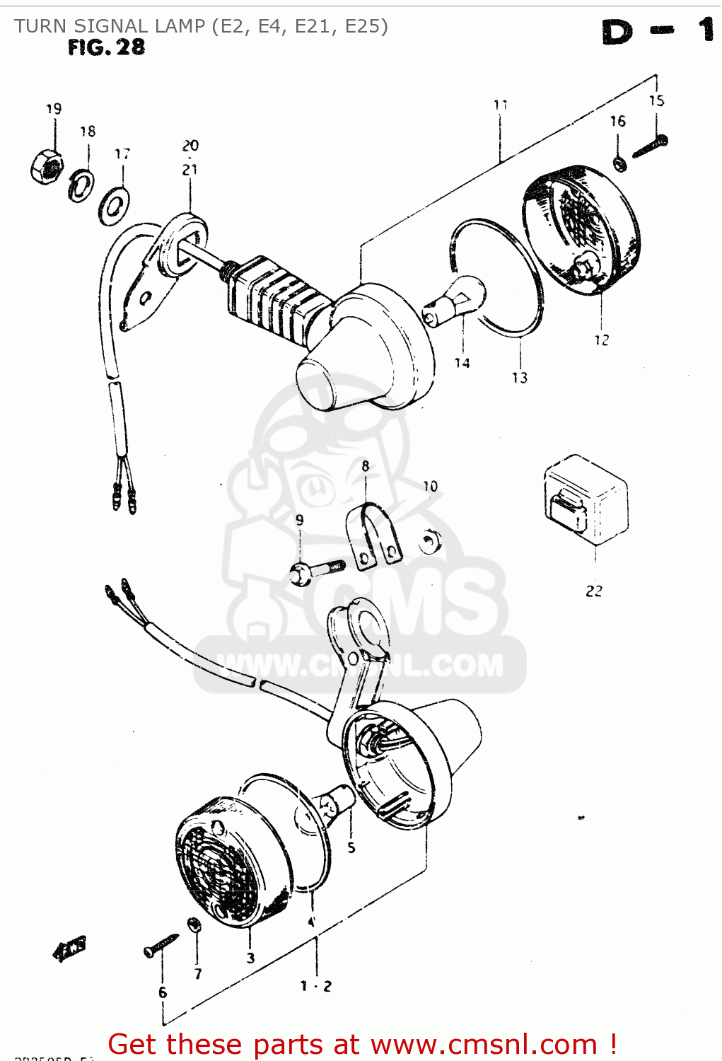 TURN SIGNAL LAMP (E2, E4, E21, E25) DR250S 1983 (D)