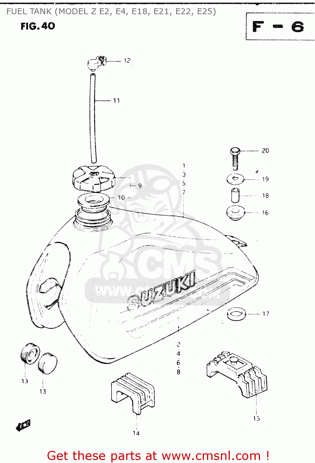 FUEL TANK (MODEL Z E2, E4, E18, E21, E22, E25) DR250S 1983 (D)