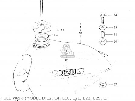 FUEL TANK (MODEL D:E2, E4, E18, E21, E22, E25, E39) - DR250S 1983 (D)