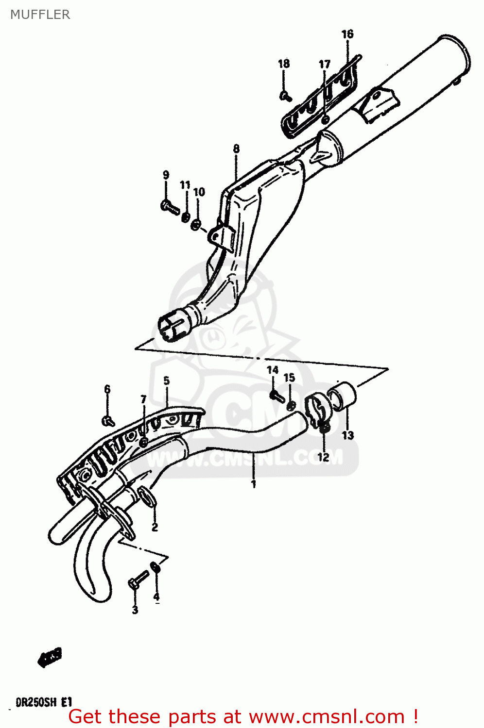 MUFFLER DR250S 1984 (E) (E01 E02 E04 E6 E18 E21 E22 E24 E25 E39)