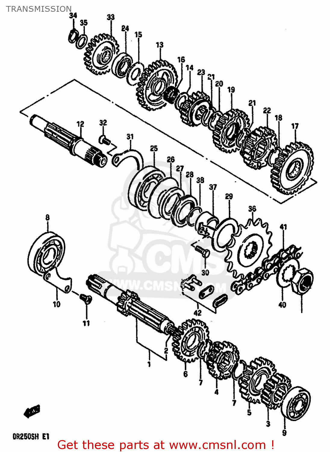 TRANSMISSION DR250S 1984 (E) (E01 E02 E04 E6 E18 E21 E22 E24 E25 E39)
