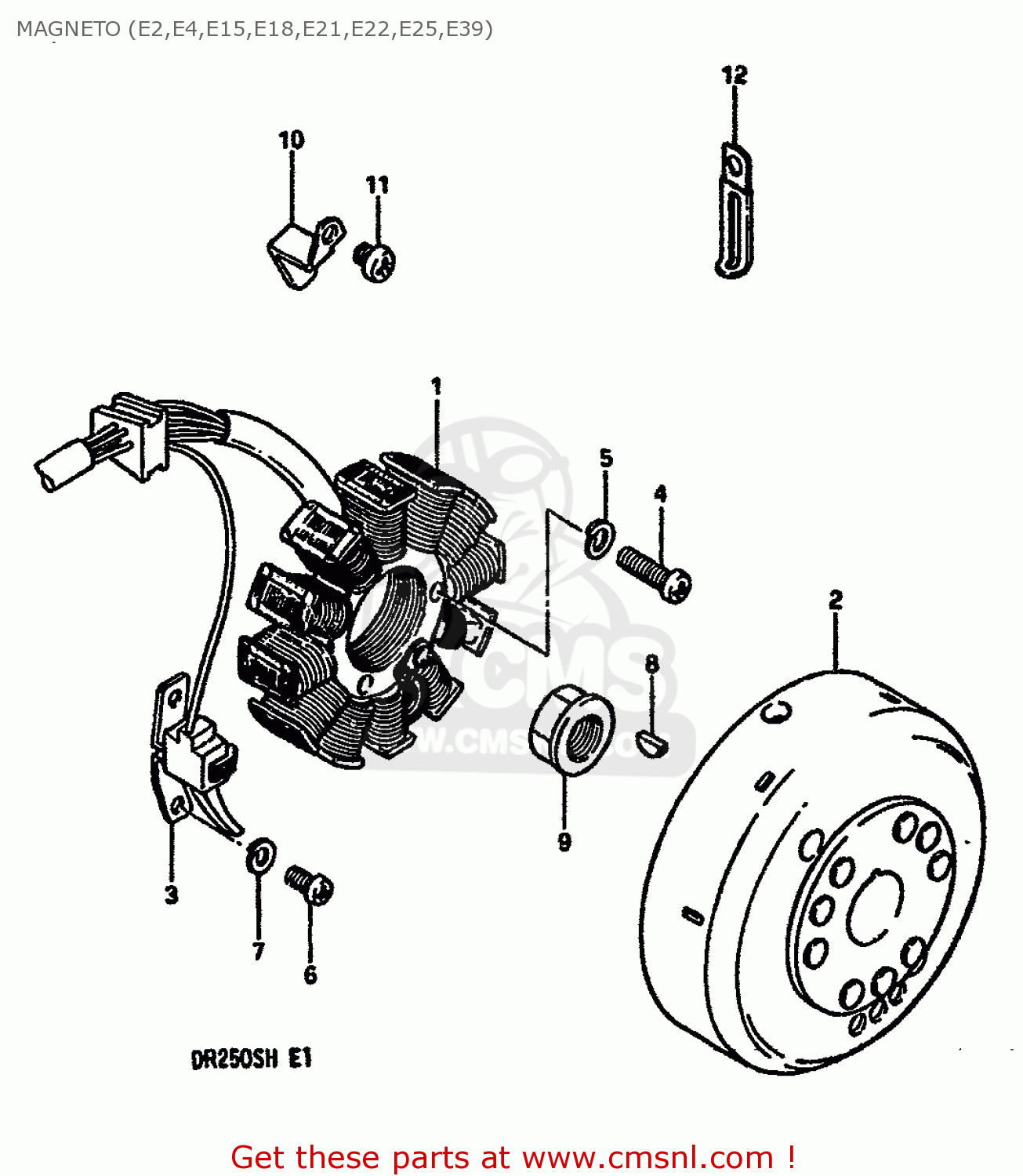 MAGNETO (E2,E4,E15,E18,E21,E22,E25,E39) DR250S 1984 (E) (E01 E02 E04 E6 E18 E21 E22 E24 E25 E39)
