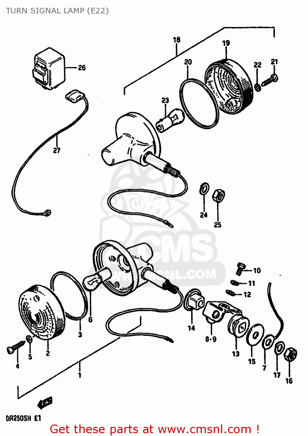 TURN SIGNAL LAMP (E22) DR250S 1984 (E) (E01 E02 E04 E6 E18 E21 E22 E24 E25 E39)
