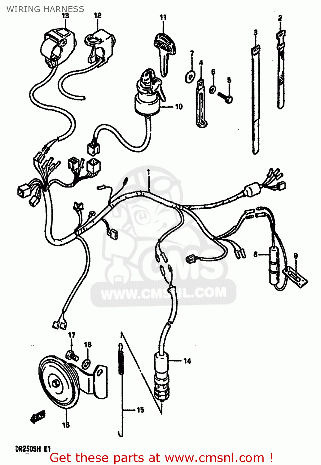WIRING HARNESS DR250S 1984 (E) (E01 E02 E04 E6 E18 E21 E22 E24 E25 E39)