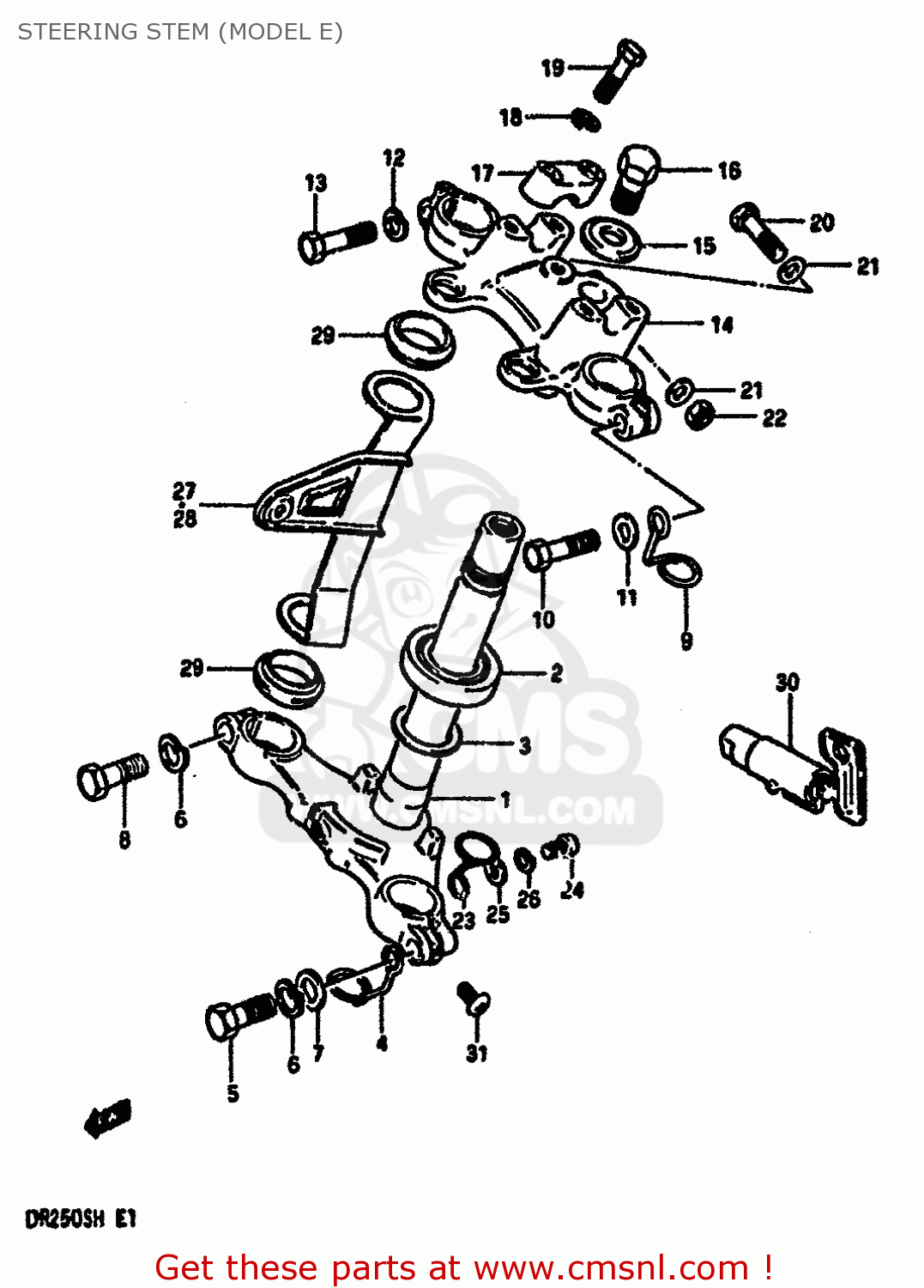STEERING STEM (MODEL E) DR250S 1984 (E) (E01 E02 E04 E6 E18 E21 E22 E24 E25 E39)