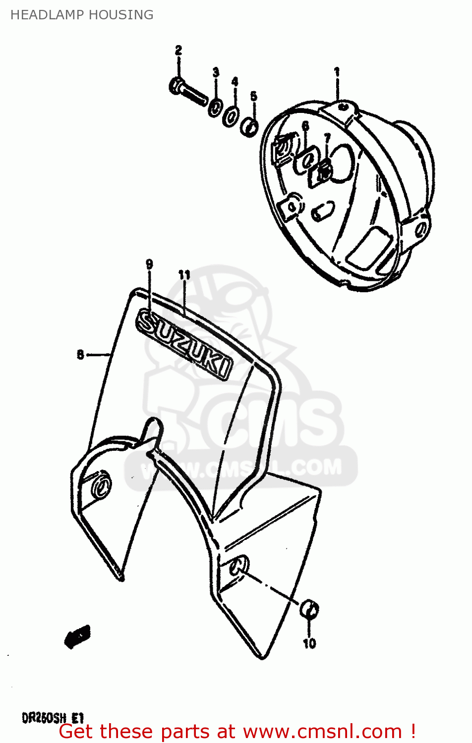 HEADLAMP HOUSING DR250S 1984 (E) (E01 E02 E04 E6 E18 E21 E22 E24 E25 E39)