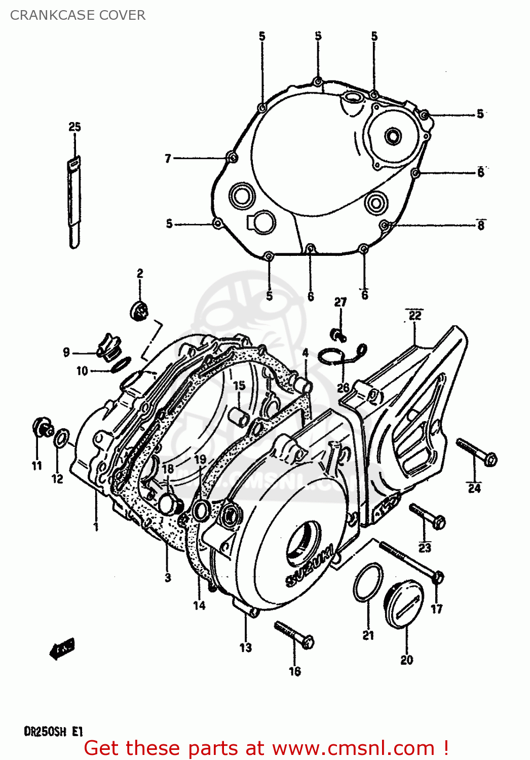 CRANKCASE COVER DR250S 1984 (E) (E01 E02 E04 E6 E18 E21 E22 E24 E25 E39)