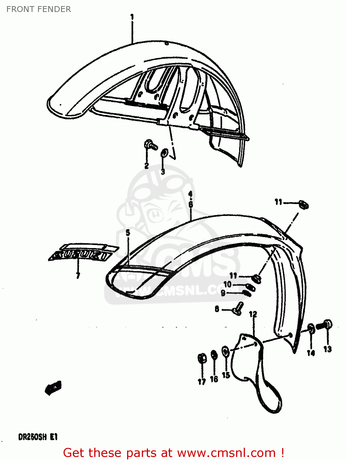 FRONT FENDER DR250S 1984 (E) (E01 E02 E04 E6 E18 E21 E22 E24 E25 E39)