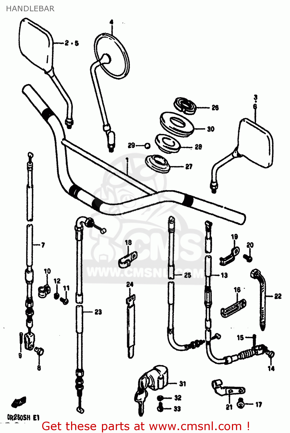 HANDLEBAR DR250S 1984 (E) (E01 E02 E04 E6 E18 E21 E22 E24 E25 E39)