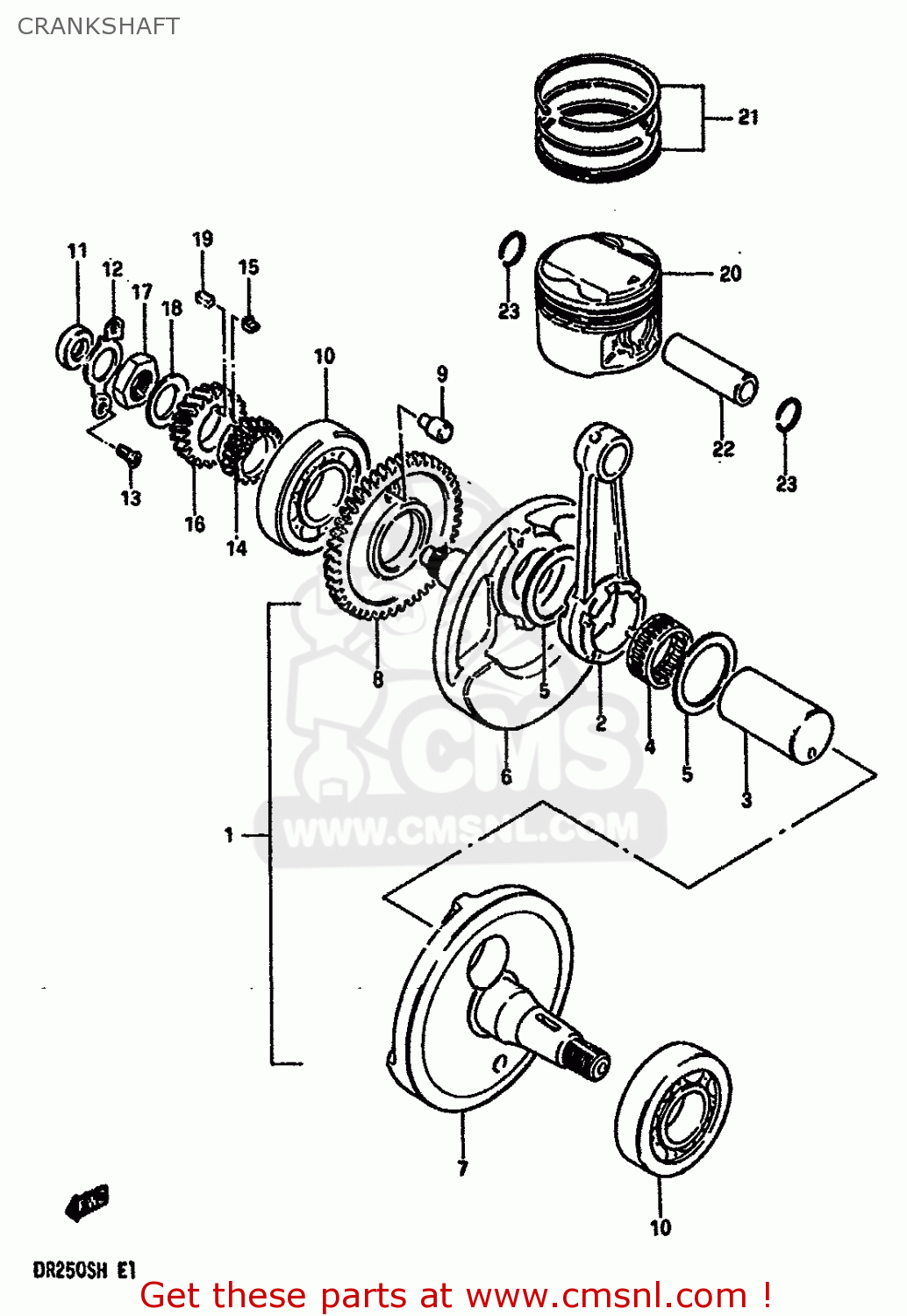 CRANKSHAFT DR250S 1984 (E) (E01 E02 E04 E6 E18 E21 E22 E24 E25 E39)