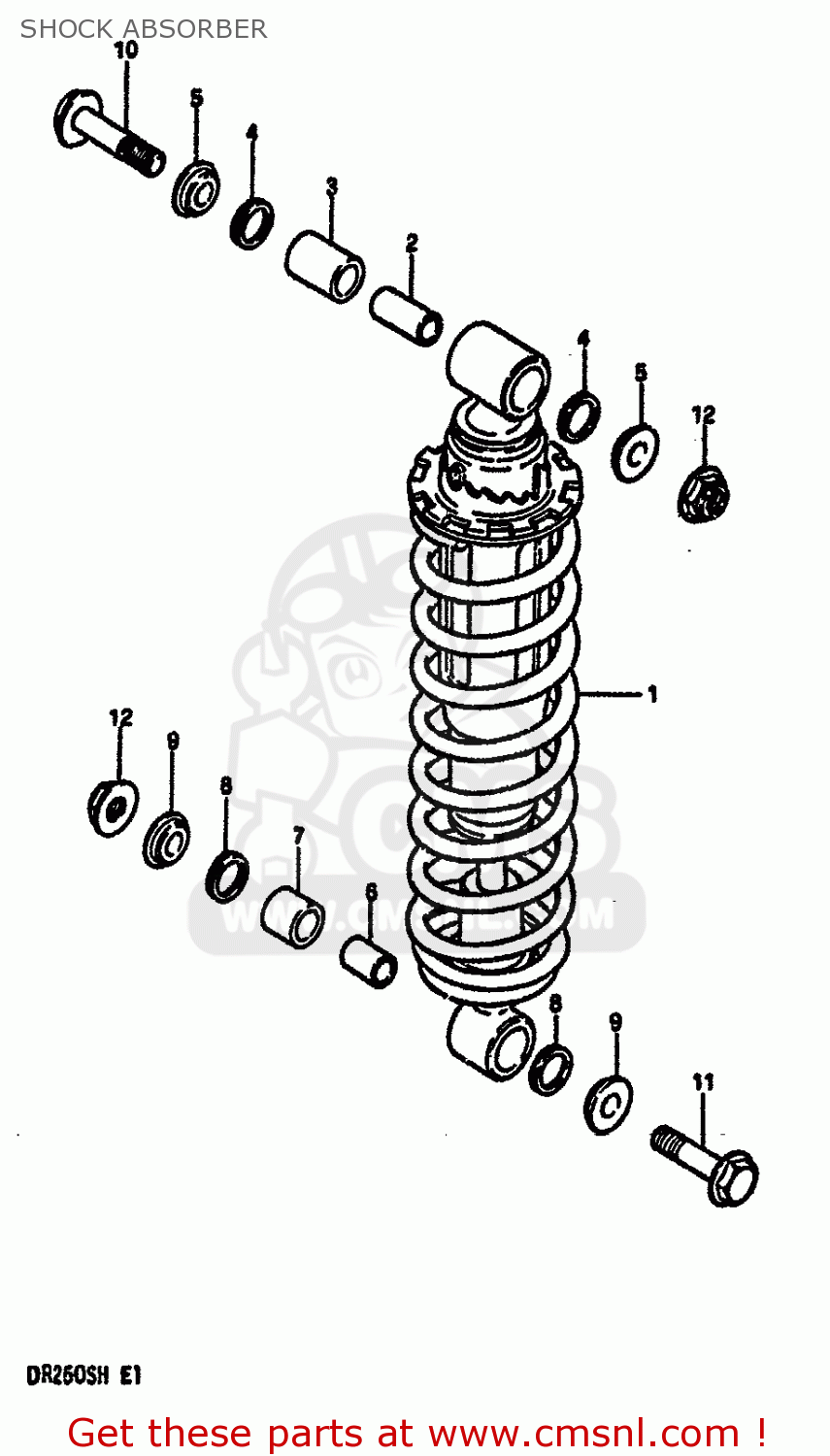 SHOCK ABSORBER DR250S 1984 (E) (E01 E02 E04 E6 E18 E21 E22 E24 E25 E39)