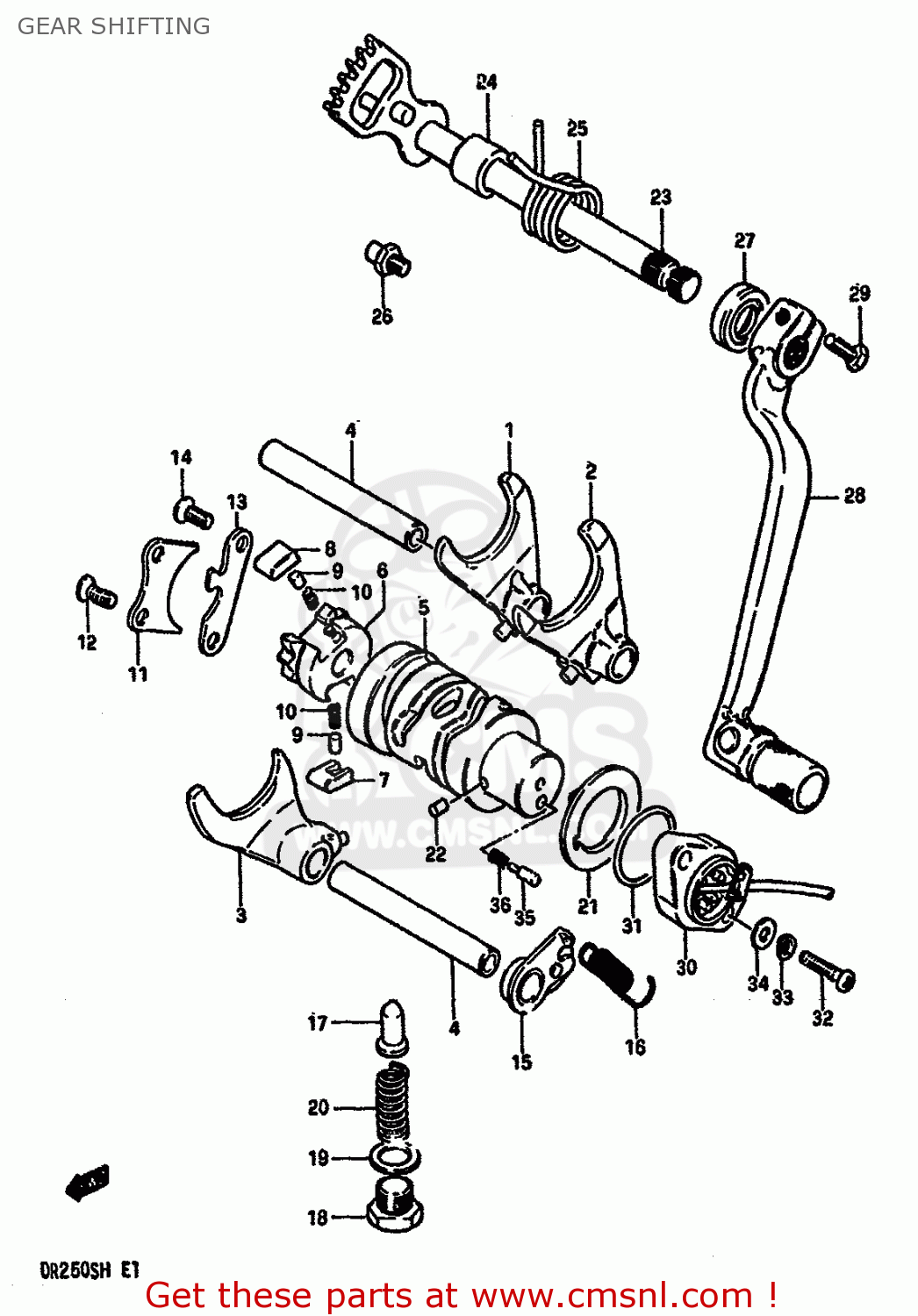 GEAR SHIFTING DR250S 1985 (F) (E01 E04 E15 E18 E21 E22 E24 E25 E39 E41)