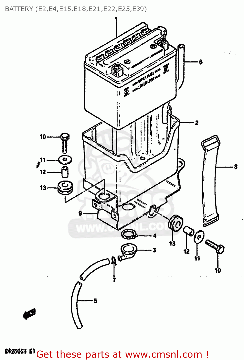 BATTERY (E2,E4,E15,E18,E21,E22,E25,E39) DR250S 1985 (F) (E01 E04 E15 E18 E21 E22 E24 E25 E39 E41)