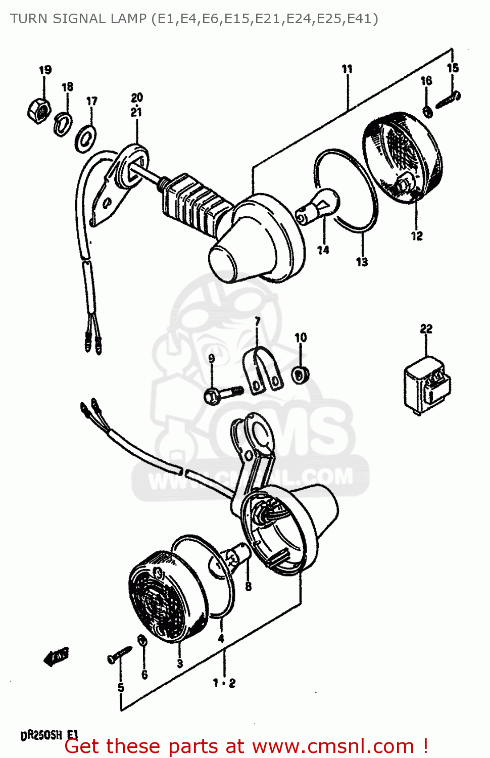 TURN SIGNAL LAMP (E1,E4,E6,E15,E21,E24,E25,E41) DR250S 1985 (F) (E01 E04 E15 E18 E21 E22 E24 E25 E39 E41)