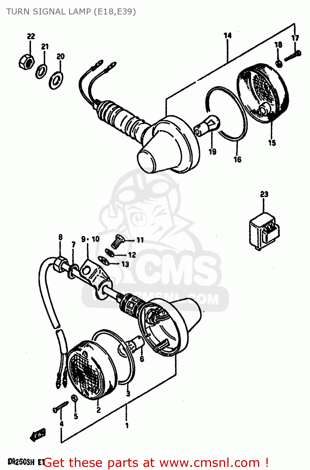 TURN SIGNAL LAMP (E18,E39) DR250S 1985 (F) (E01 E04 E15 E18 E21 E22 E24 E25 E39 E41)