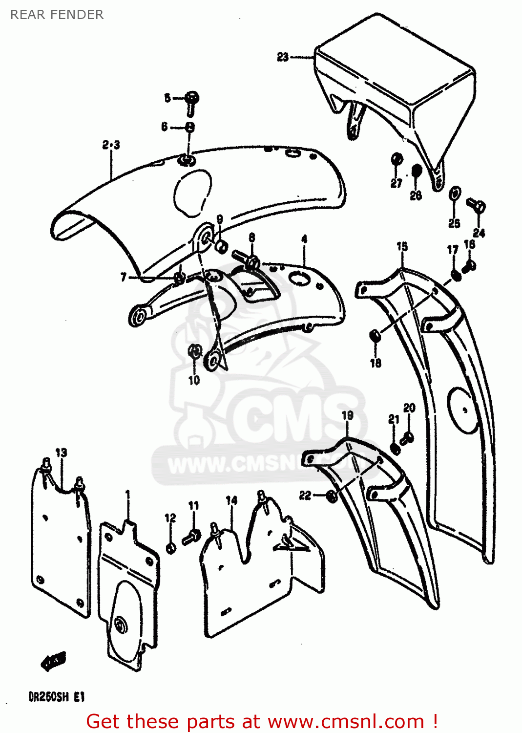 REAR FENDER DR250S 1985 (F) (E01 E04 E15 E18 E21 E22 E24 E25 E39 E41)