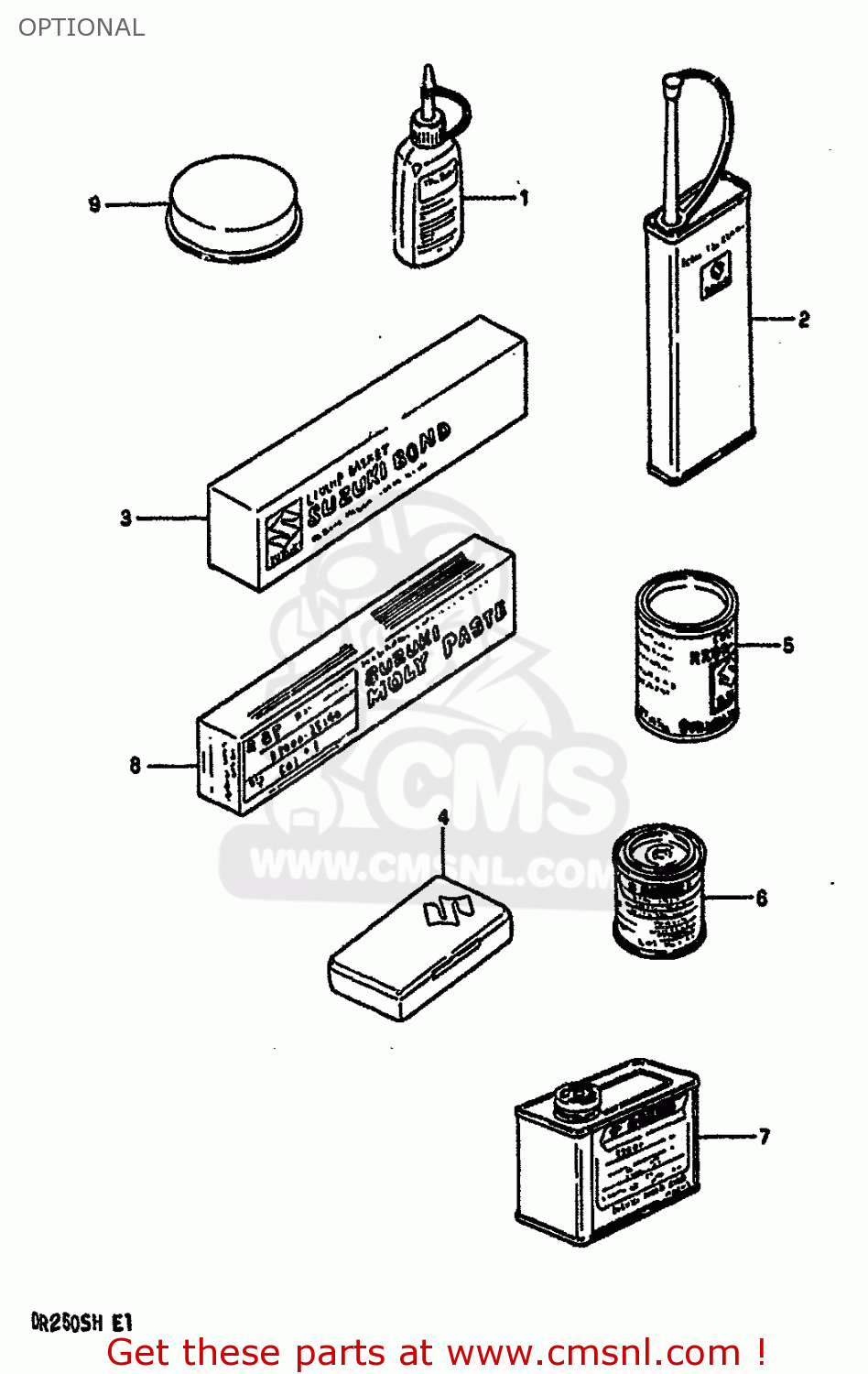 OPTIONAL DR250S 1985 (F) (E01 E04 E15 E18 E21 E22 E24 E25 E39 E41)