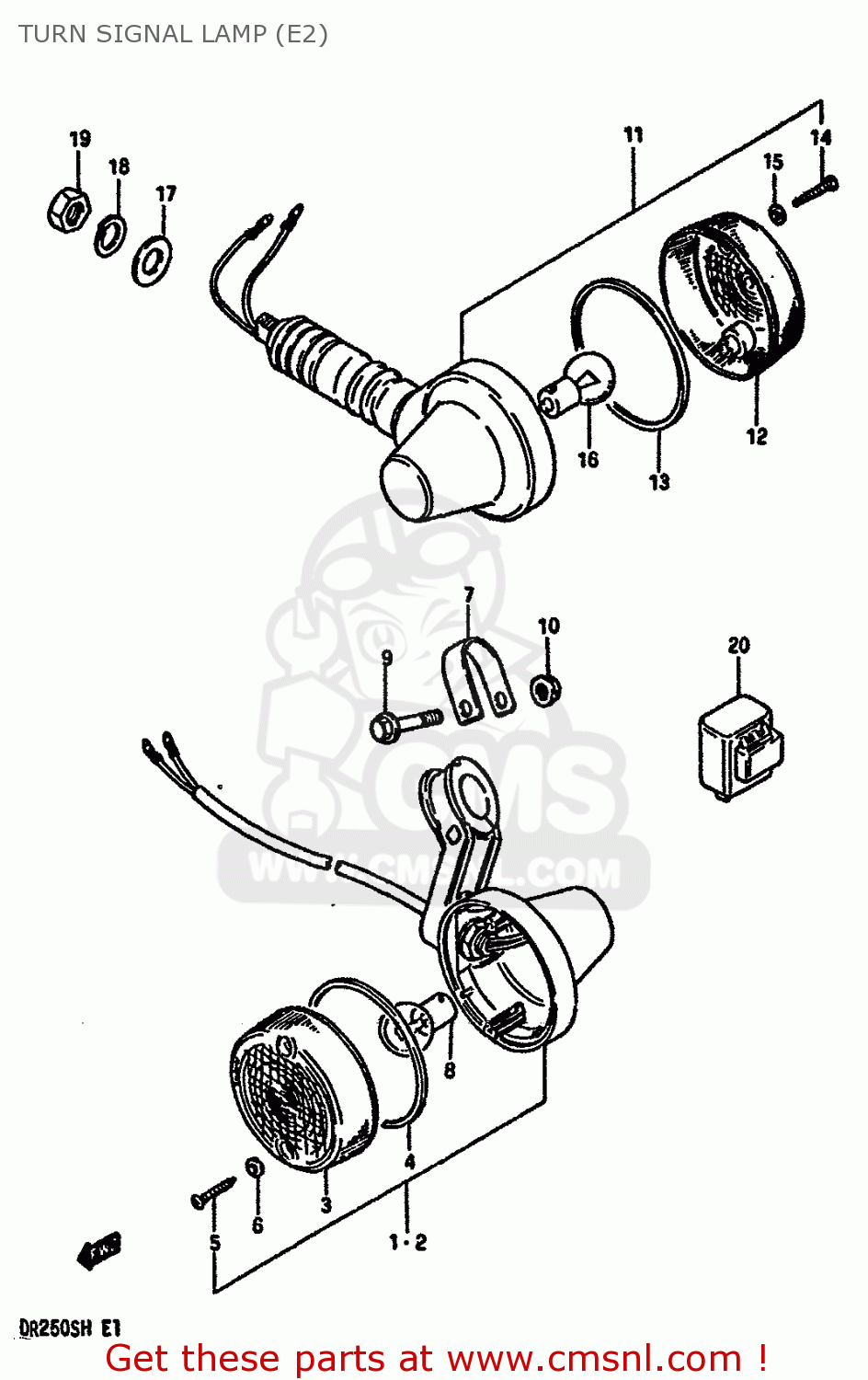 TURN SIGNAL LAMP (E2) DR250S 1986 (G) (E01 E04 E15 E18 E21 E22 E24 E39)