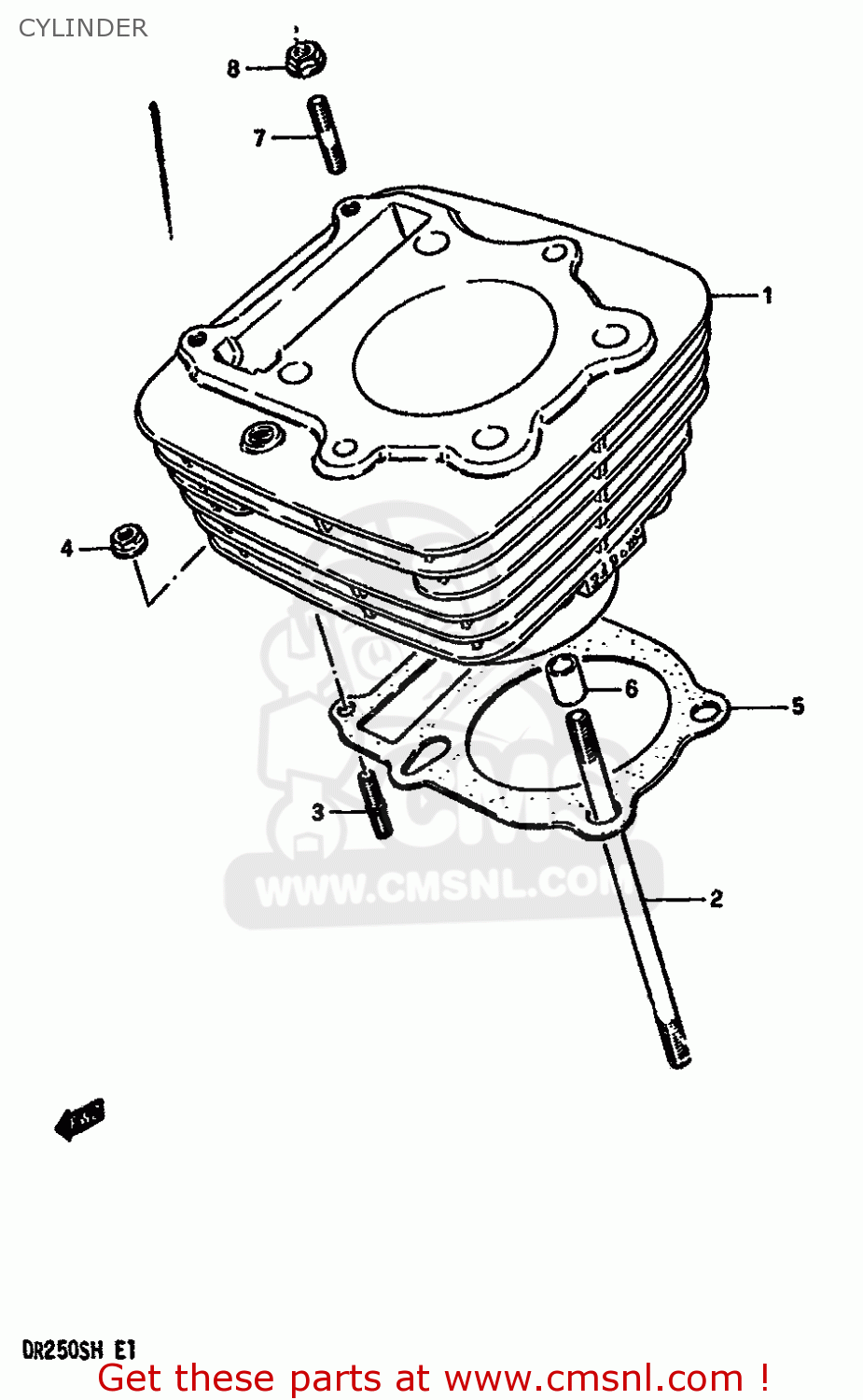 CYLINDER DR250S 1986 (G) (E01 E04 E15 E18 E21 E22 E24 E39)