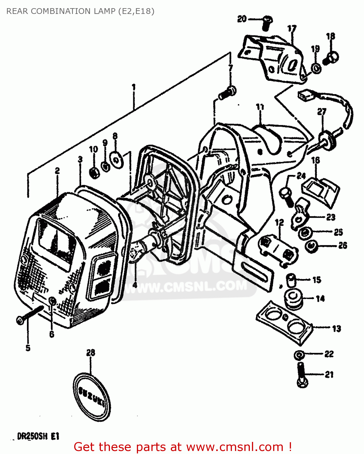 REAR COMBINATION LAMP (E2,E18) DR250S 1986 (G) (E01 E04 E15 E18 E21 E22 E24 E39)
