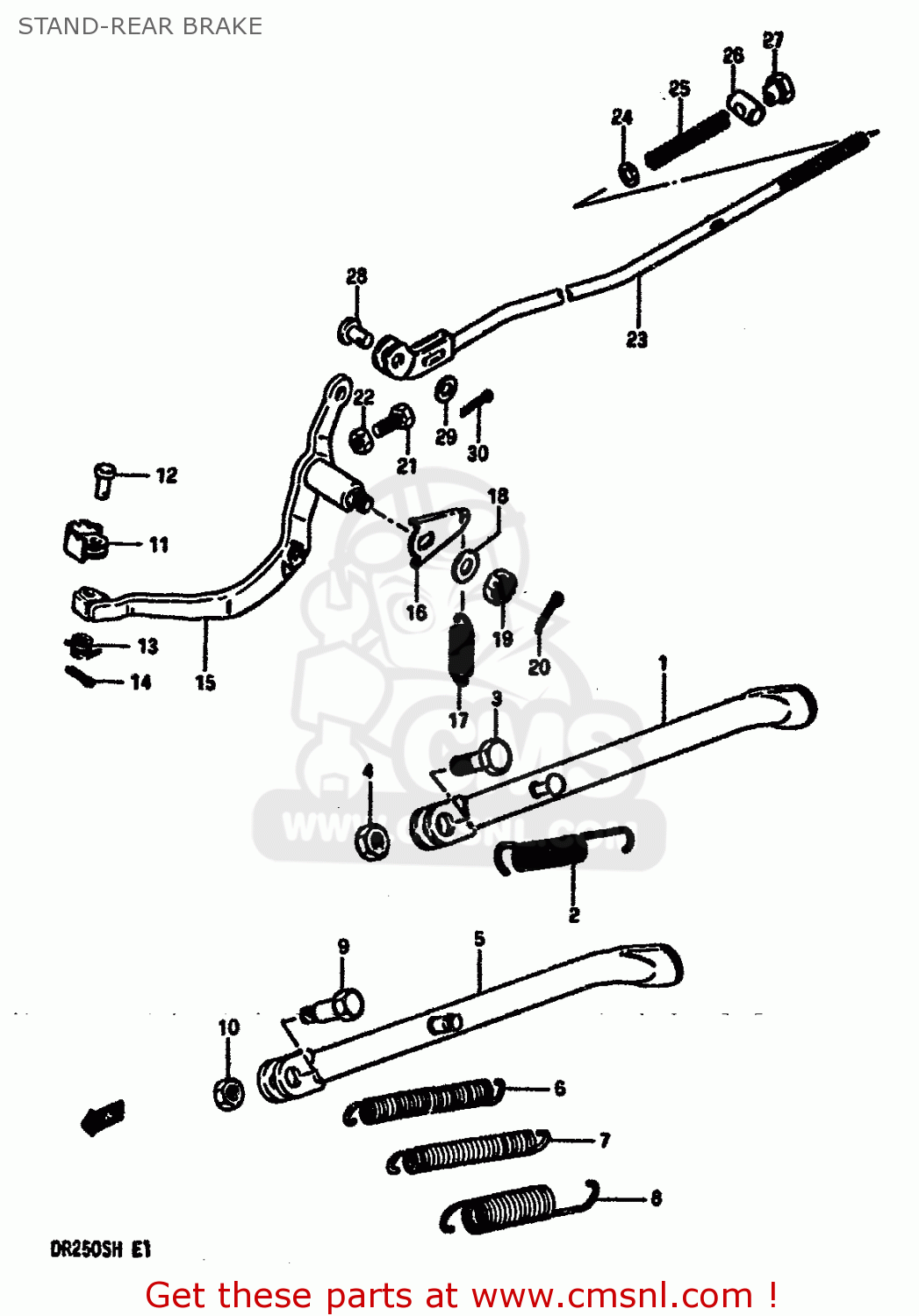 STAND-REAR BRAKE DR250S 1986 (G) (E01 E04 E15 E18 E21 E22 E24 E39)