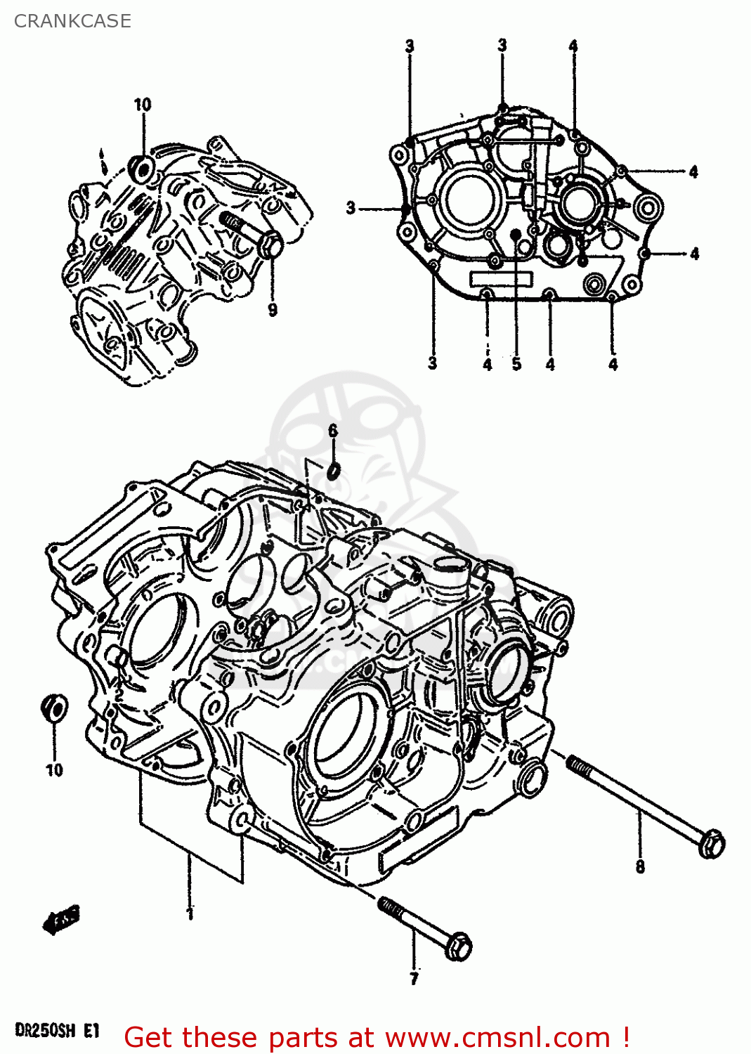 CRANKCASE DR250S 1986 (G) (E01 E04 E15 E18 E21 E22 E24 E39)