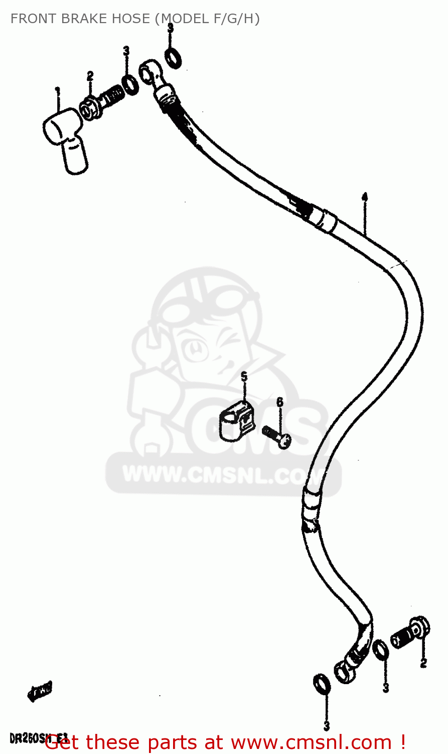 FRONT BRAKE HOSE (MODEL F/G/H) DR250S 1986 (G) (E01 E04 E15 E18 E21 E22 E24 E39)