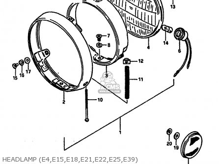 HEADLAMP (E4,E15,E18,E21,E22,E25,E39) - DR250S 1986 (G) (E01 E04 E15 E18 E21 E22 E24 E39)
