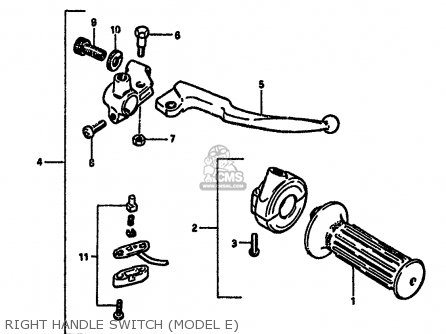 RIGHT HANDLE SWITCH (MODEL E) - DR250S 1986 (G) (E01 E04 E15 E18 E21 E22 E24 E39)