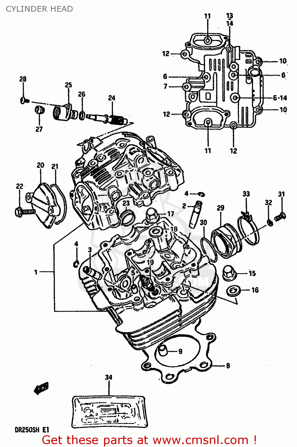 CYLINDER HEAD DR250S 1987 (H) (E01 E04 E06 E15 E21 E22 E24 E39)