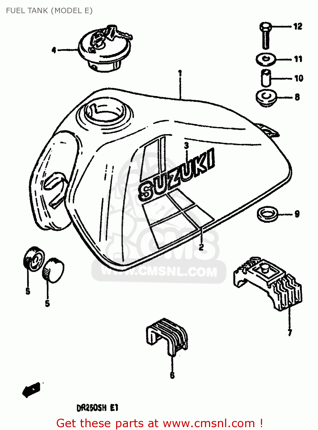 FUEL TANK (MODEL E) DR250S 1987 (H) (E01 E04 E06 E15 E21 E22 E24 E39)