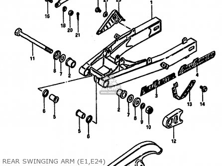 REAR SWINGING ARM (E1,E24) - DR250S 1987 (H) (E01 E04 E06 E15 E21 E22 E24 E39)