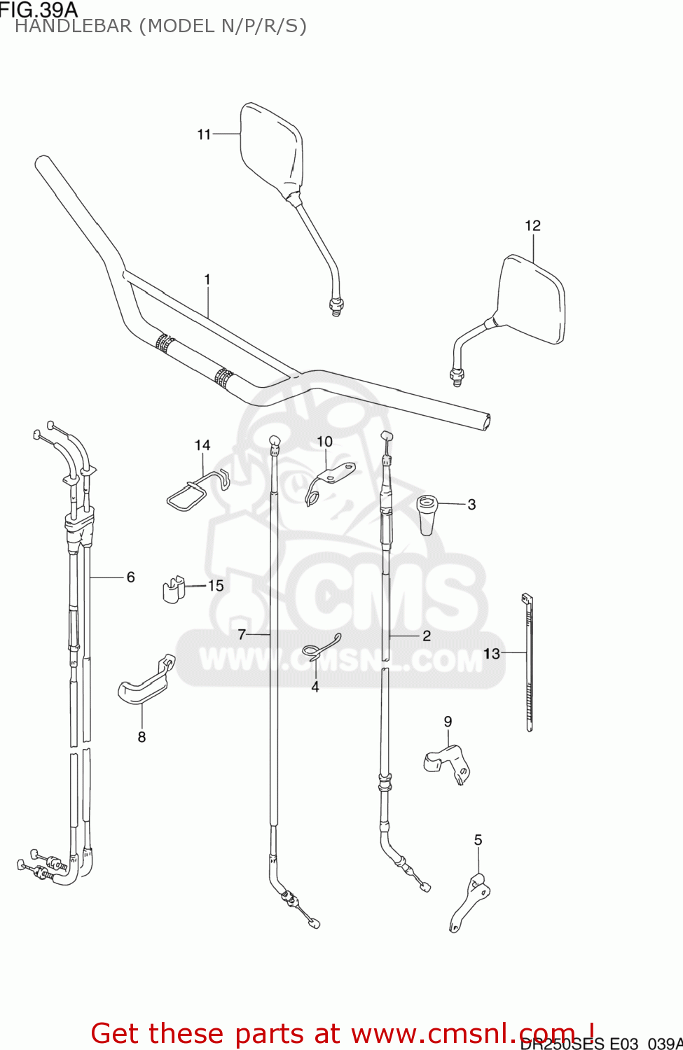 HANDLEBAR (MODEL N/P/R/S) DR250SE 1990 (L) USA (E03)