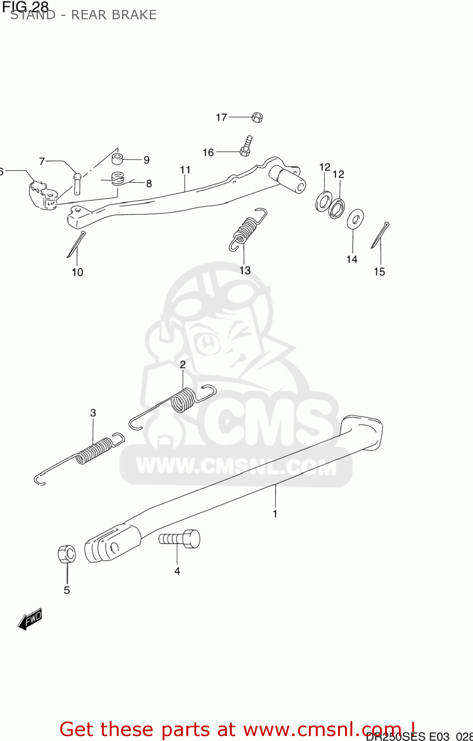 STAND - REAR BRAKE DR250SE 1990 (L) USA (E03)