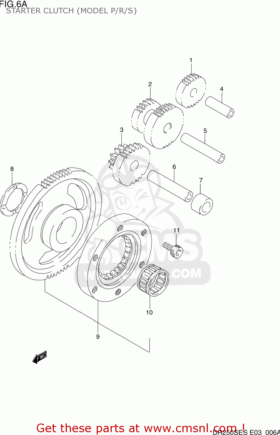 STARTER CLUTCH (MODEL P/R/S) DR250SE 1990 (L) USA (E03)