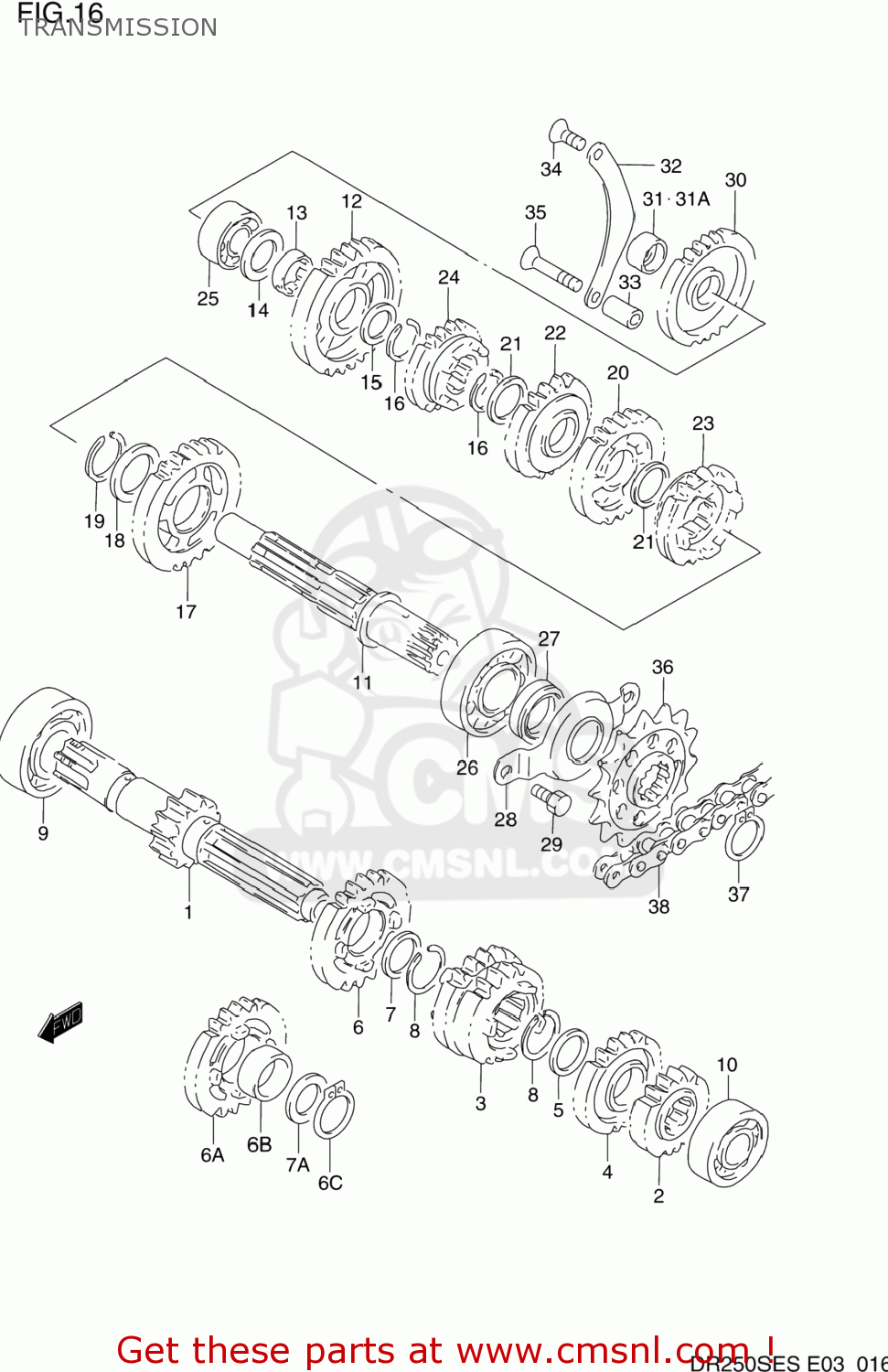 TRANSMISSION DR250SE 1990 (L) USA (E03)