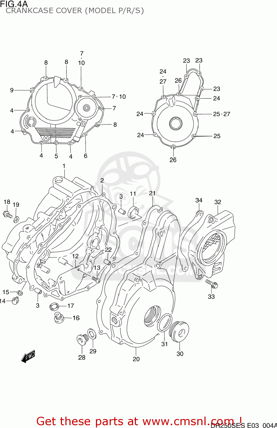 CRANKCASE COVER (MODEL P/R/S) DR250SE 1991 (M) USA (E03)