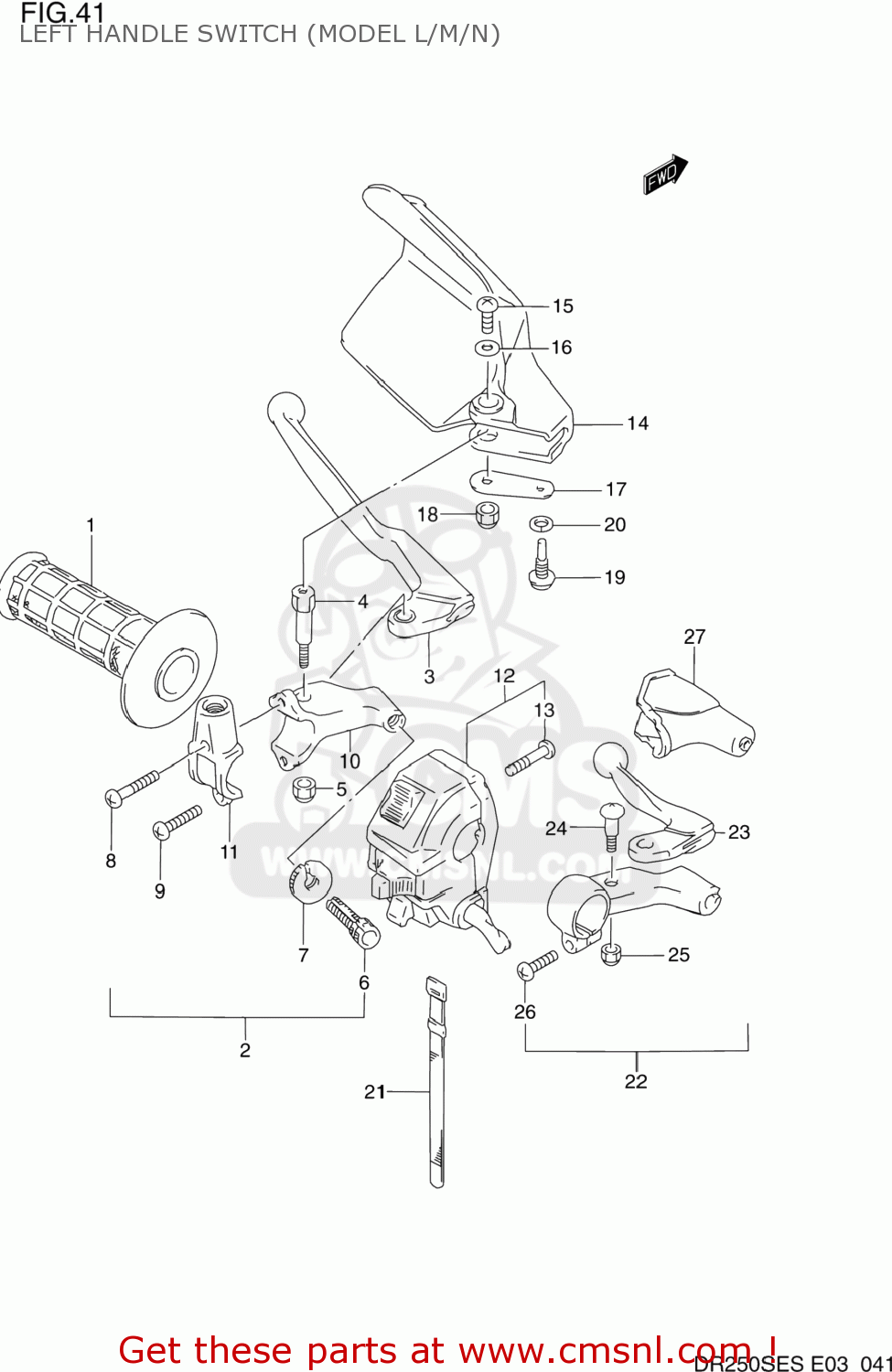 LEFT HANDLE SWITCH (MODEL L/M/N) DR250SE 1991 (M) USA (E03)