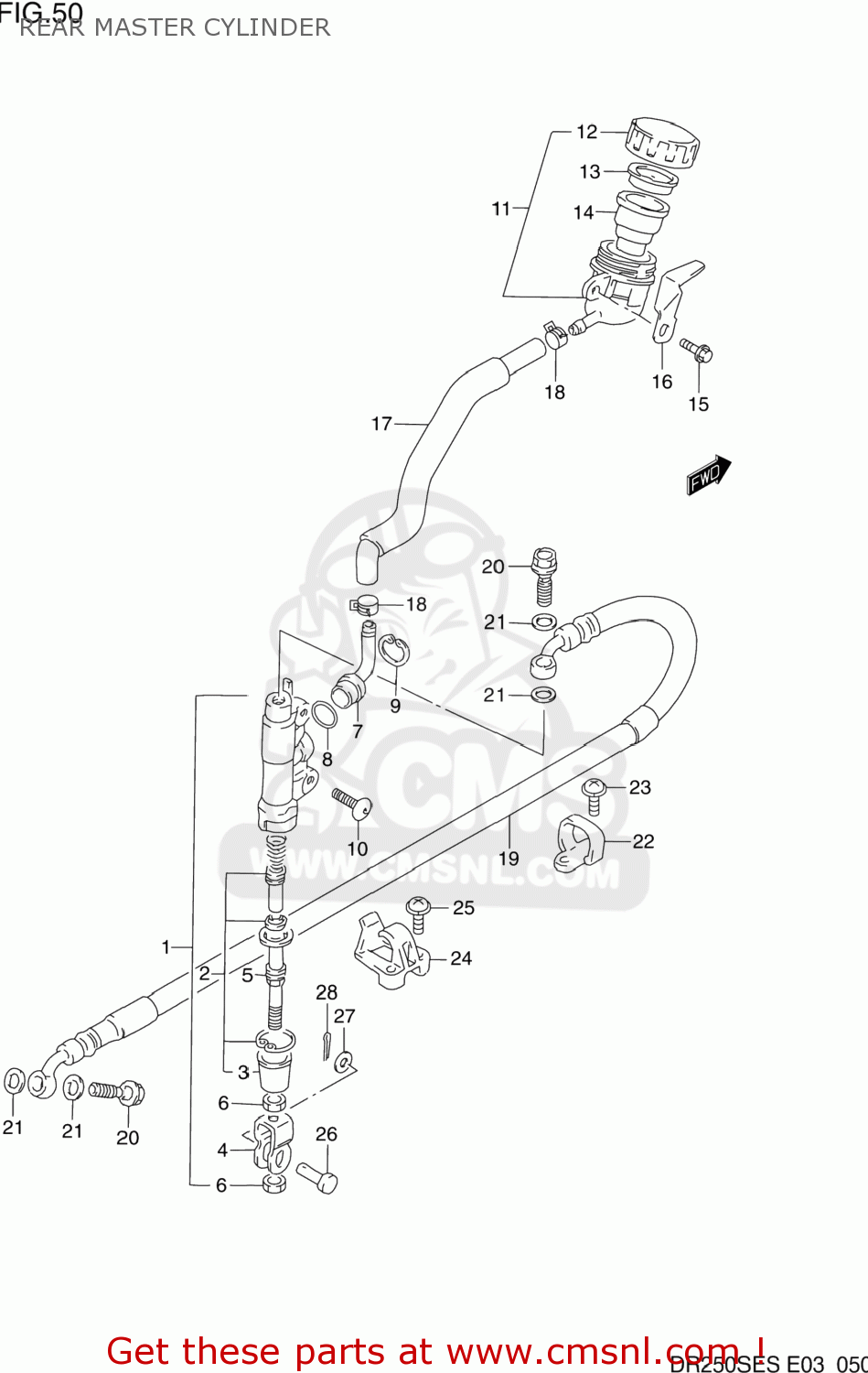 REAR MASTER CYLINDER DR250SE 1991 (M) USA (E03)