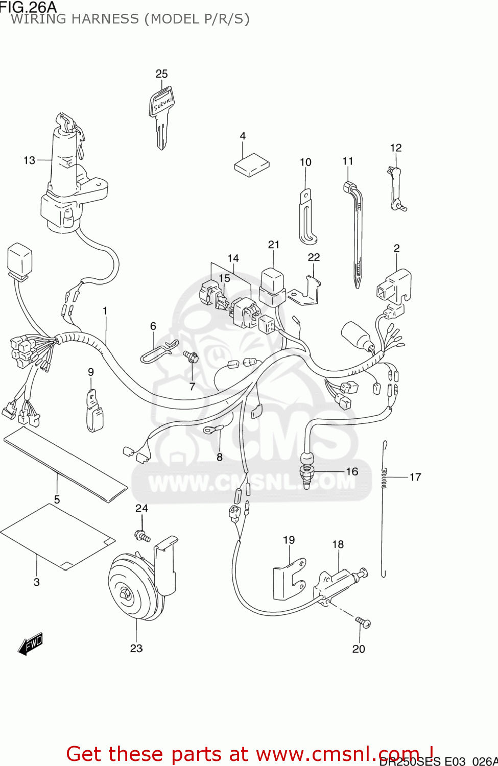 WIRING HARNESS (MODEL P/R/S) DR250SE 1991 (M) USA (E03)