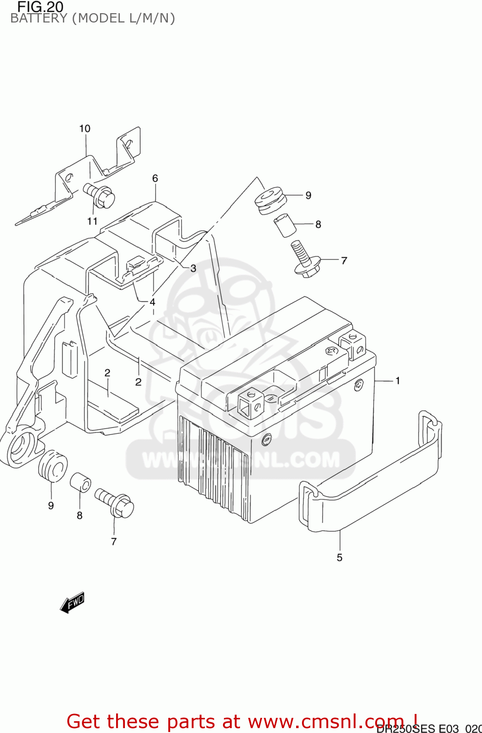 BATTERY (MODEL L/M/N) DR250SE 1992 (N) USA (E03)