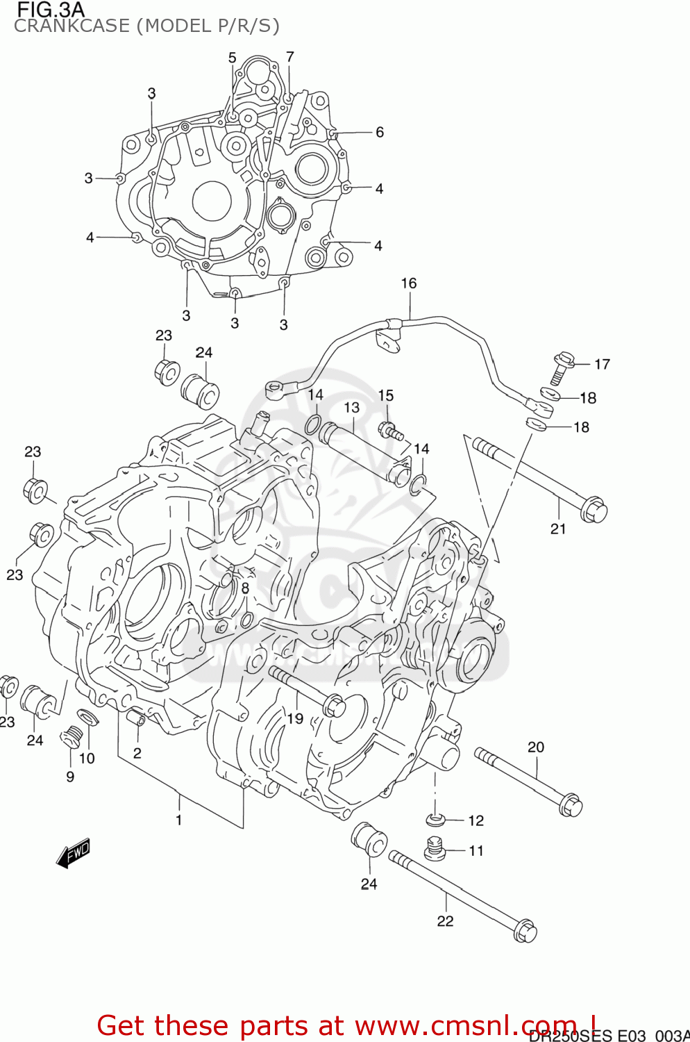 CRANKCASE (MODEL P/R/S) DR250SE 1992 (N) USA (E03)