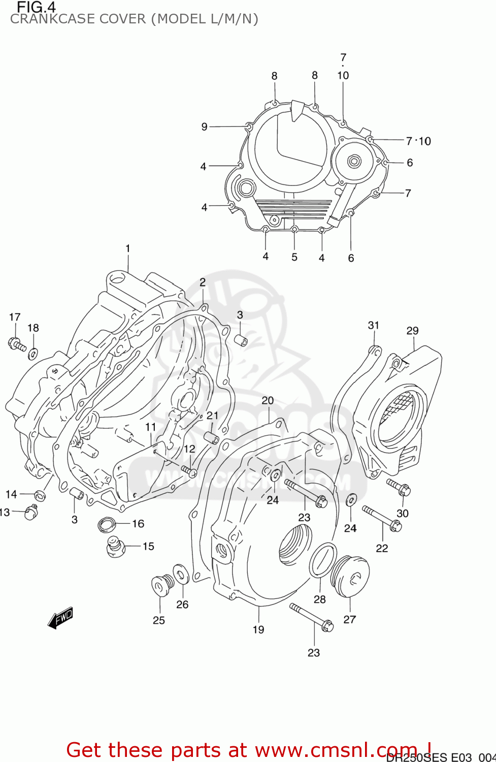 CRANKCASE COVER (MODEL L/M/N) DR250SE 1992 (N) USA (E03)