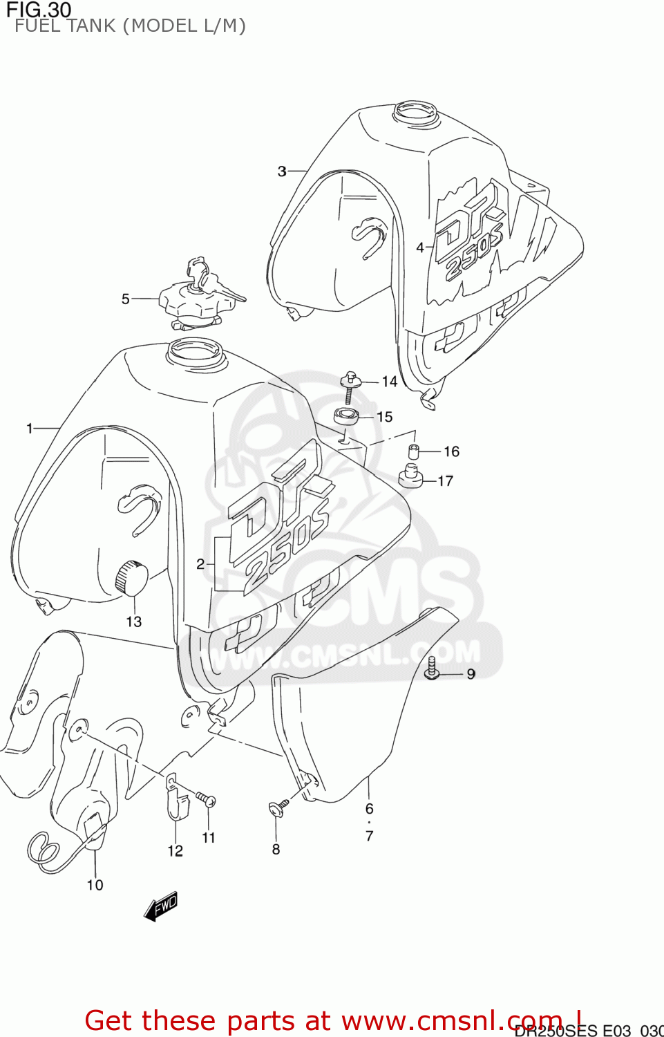 FUEL TANK (MODEL L/M) DR250SE 1993 (P) USA (E03)