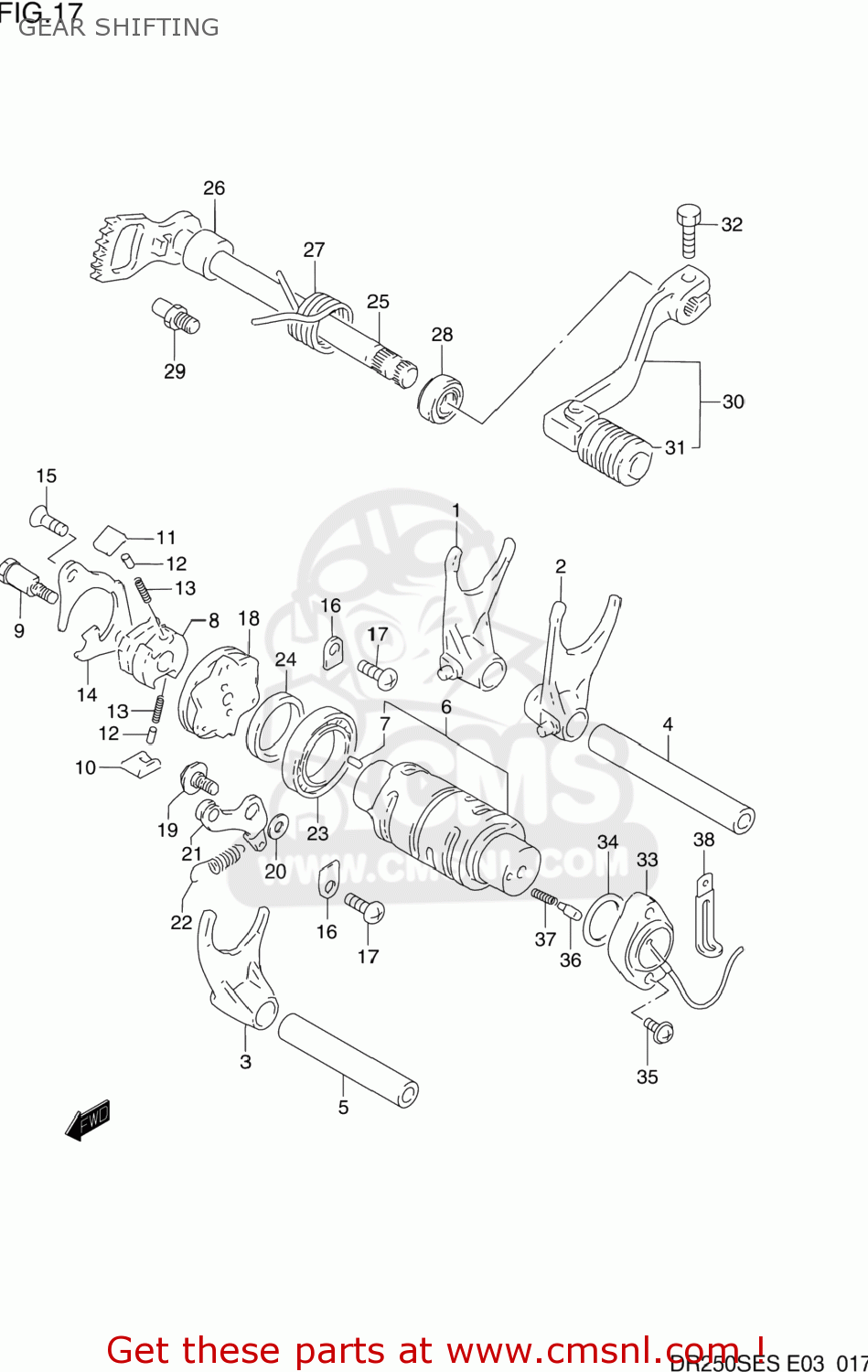 GEAR SHIFTING DR250SE 1993 (P) USA (E03)