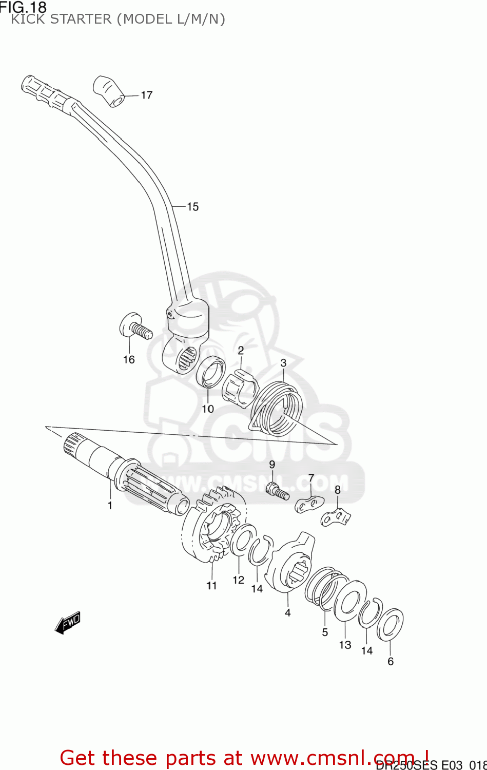 KICK STARTER (MODEL L/M/N) DR250SE 1993 (P) USA (E03)