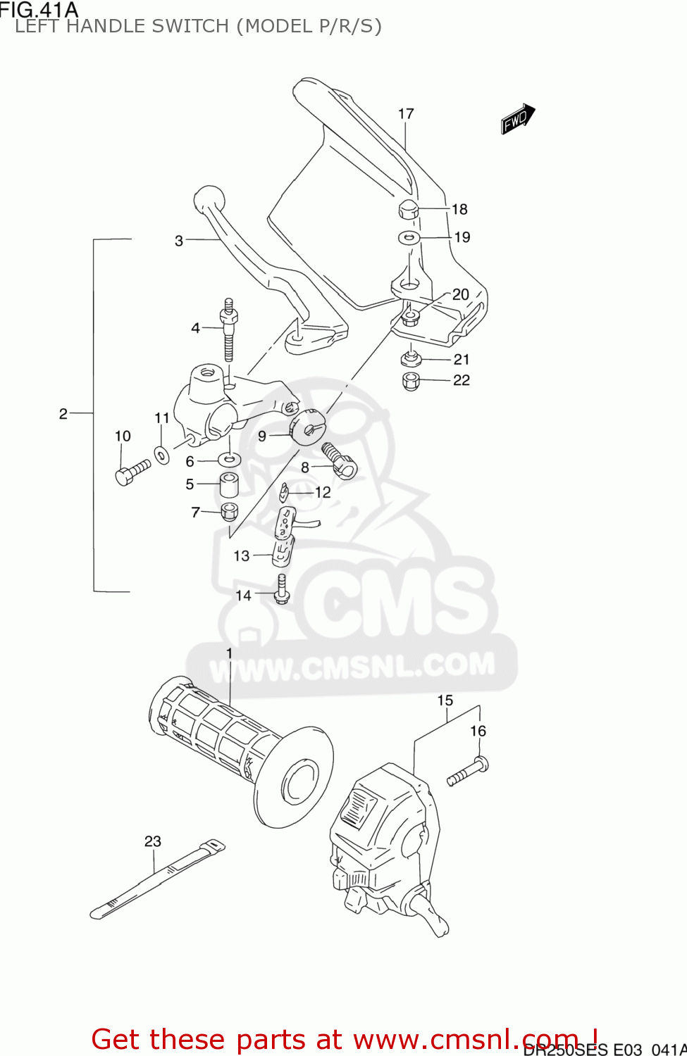 LEFT HANDLE SWITCH (MODEL P/R/S) DR250SE 1993 (P) USA (E03)