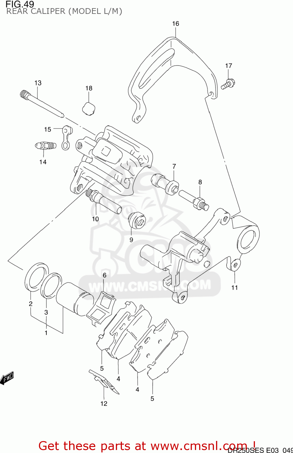 REAR CALIPER (MODEL L/M) DR250SE 1993 (P) USA (E03)